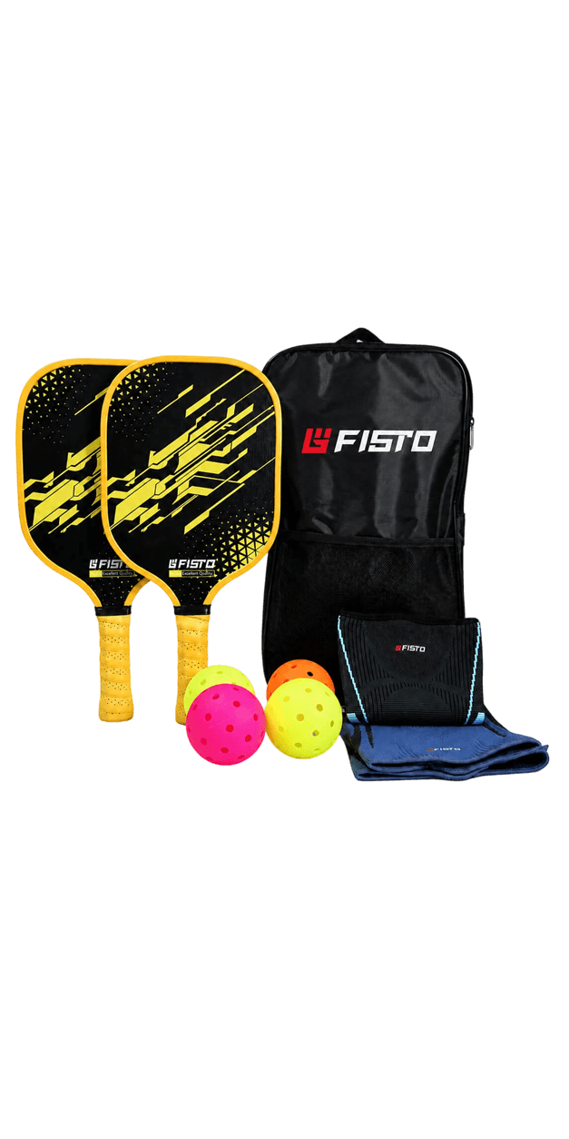 Family Pickleball Set of 2 Paddles,4 Balls and Sports Protective Gear