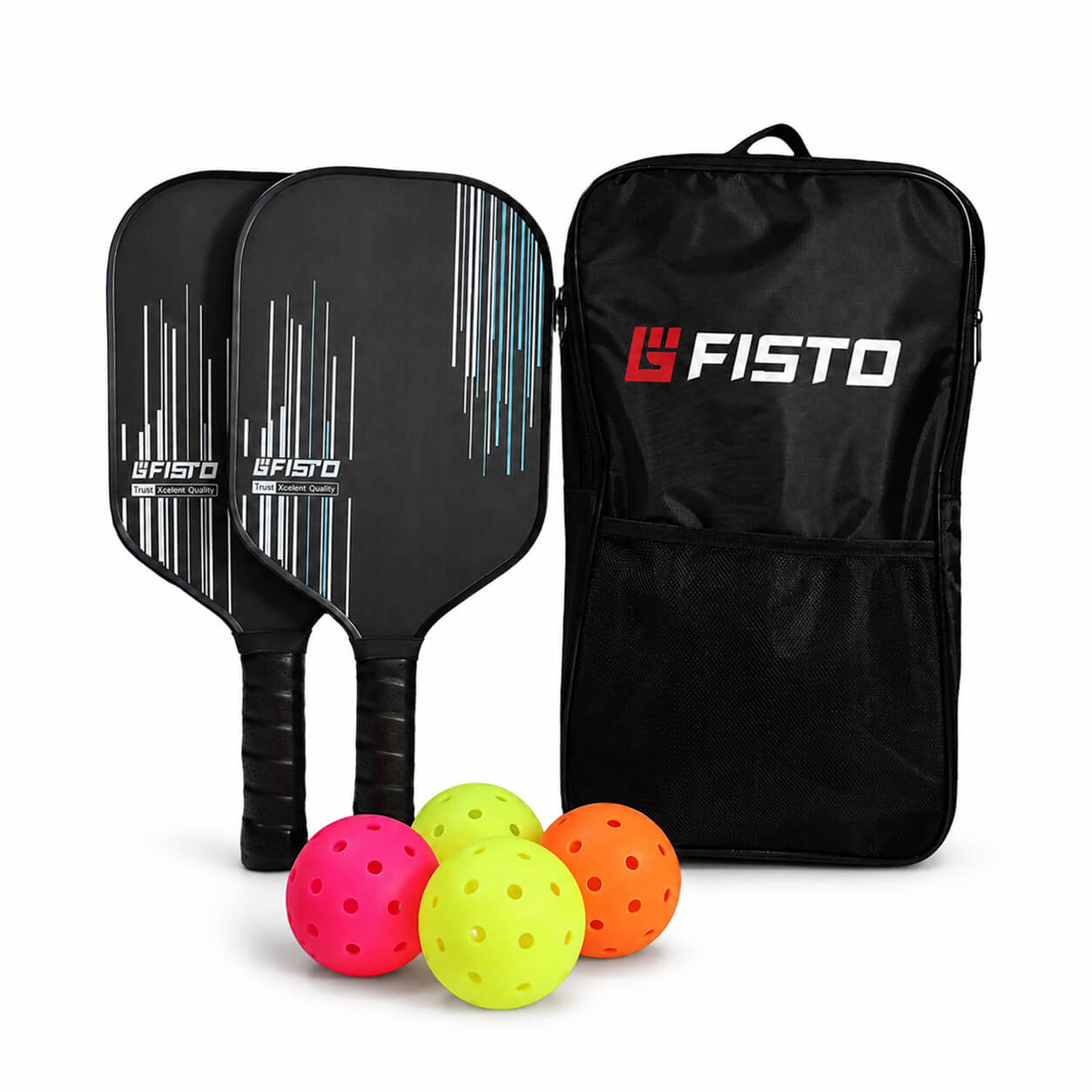 Pickleball Paddle Set with 2 Paddles and 4 Balls