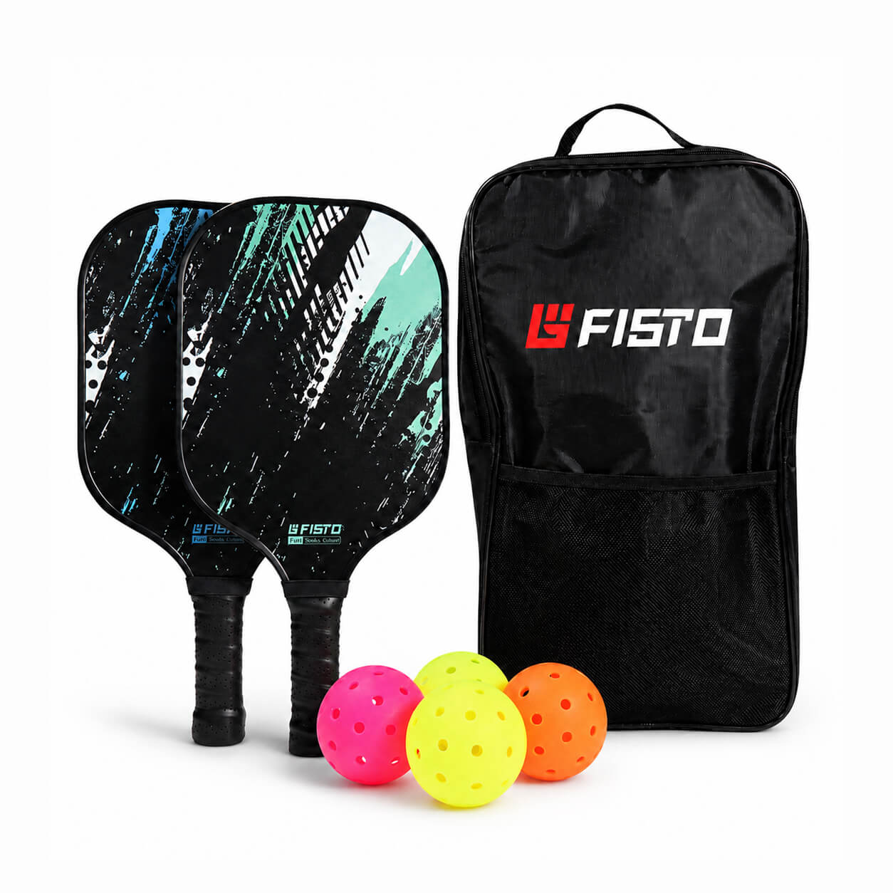 Pickleball Paddle Set with 2 Paddles and 4 Balls