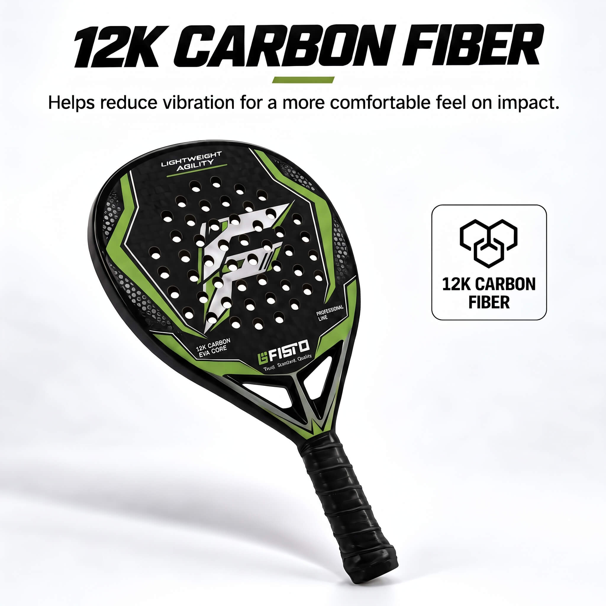 12K Carbon Fiber Padel Tennis Racket with Custom Logo Options