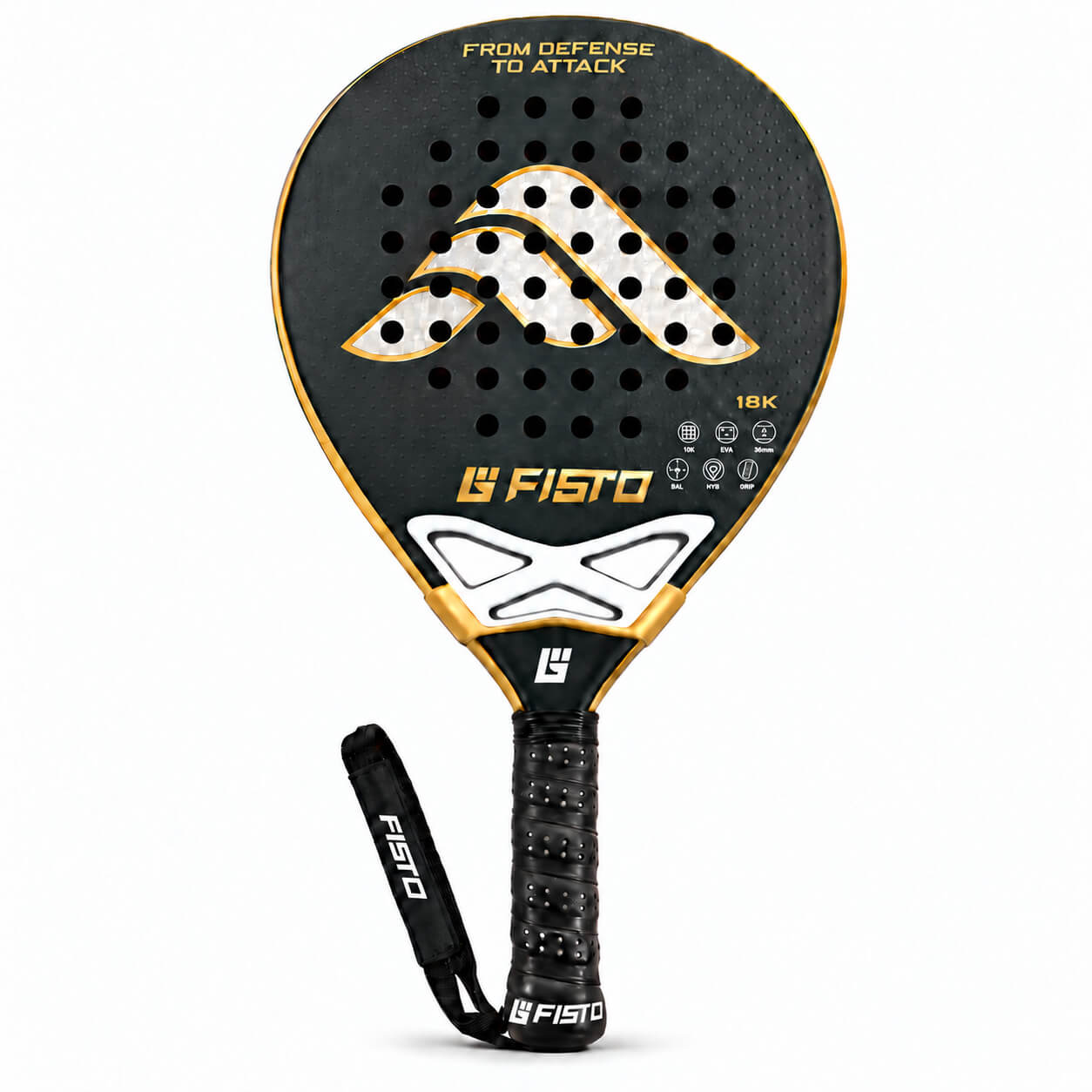 18K Carbon Hybrid Padel Racket with Black EVA Core and 38mm Profile