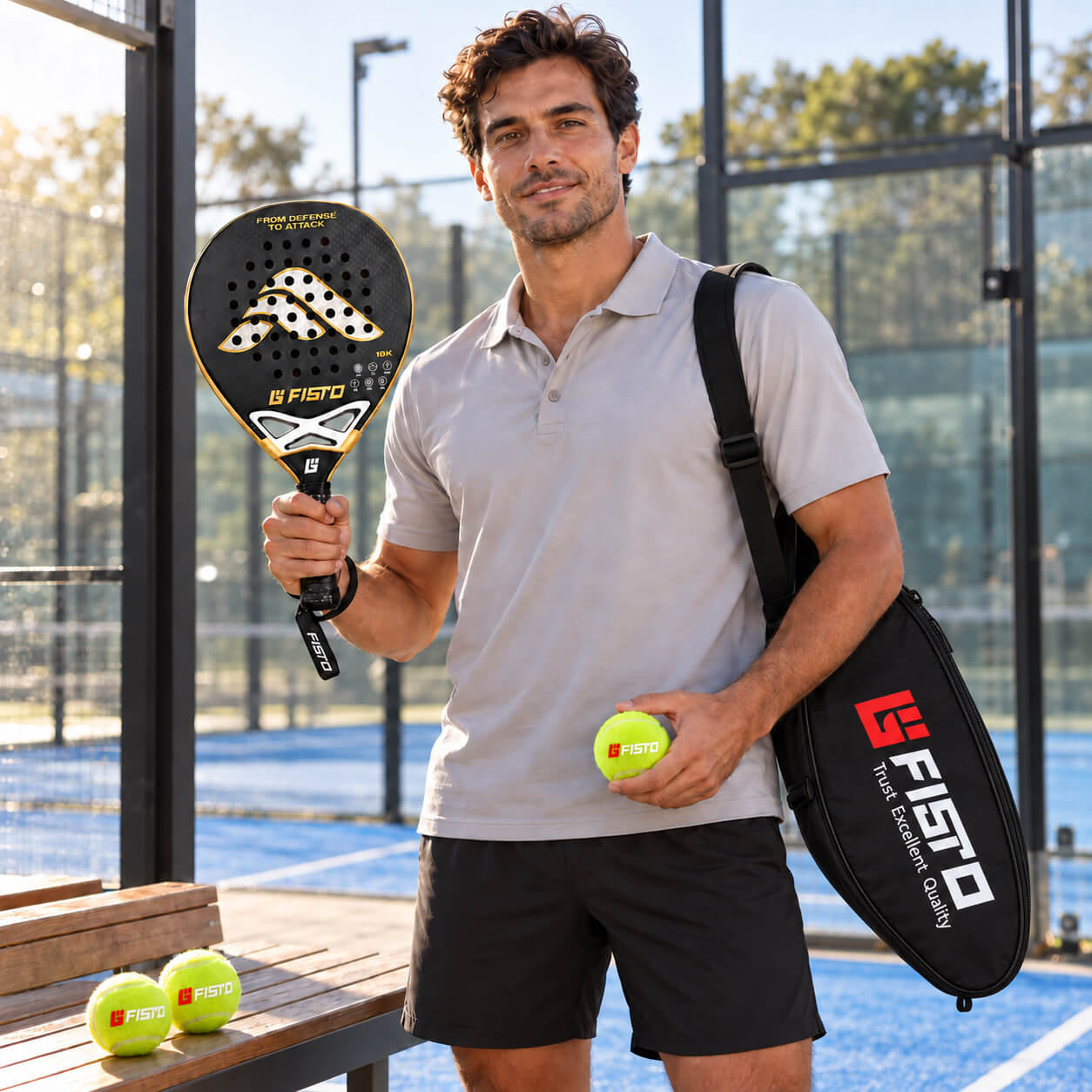 18K Carbon Hybrid Padel Racket with Black EVA Core and 38mm Profile