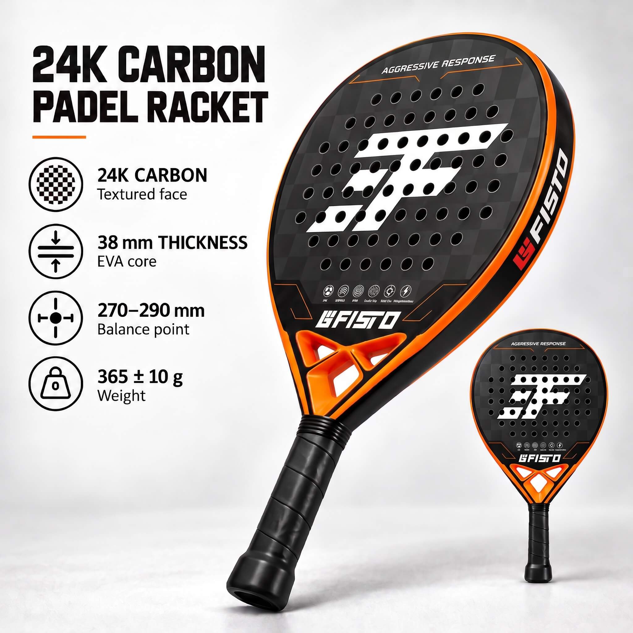 24K Carbon Padel Racket for Advanced Players with Custom Logo Options