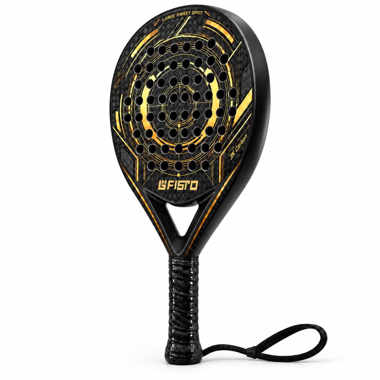38mm Carbon Fiber & Fiberglass Padel Racket with EVA Core