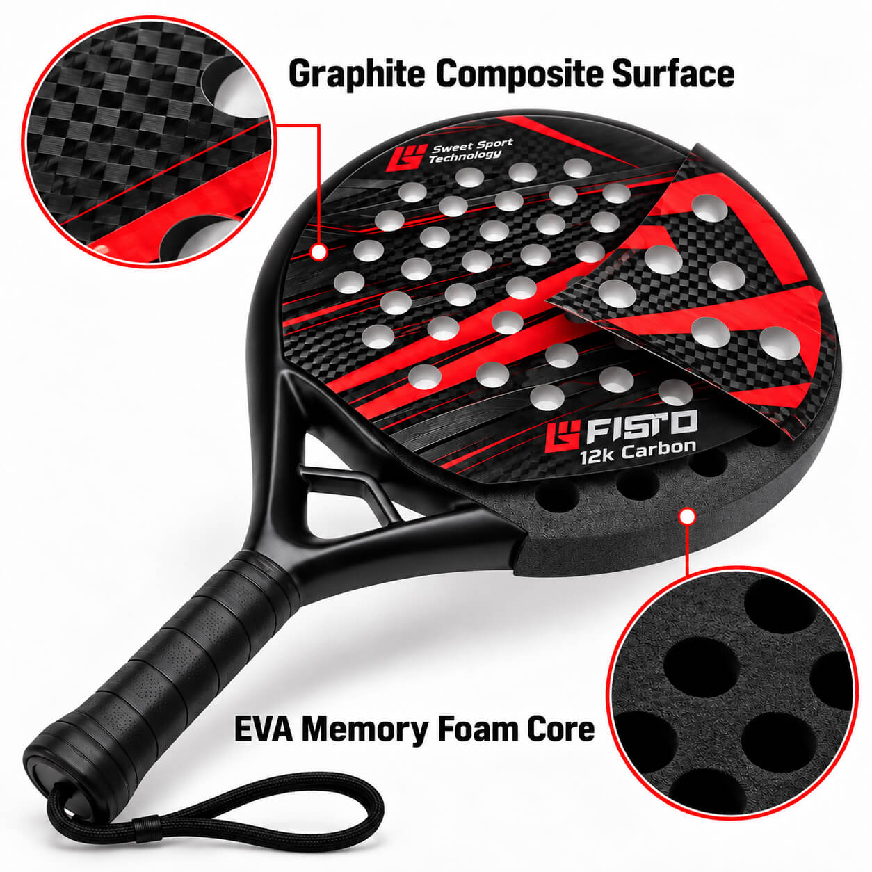 Carbon Fiber Padel Tennis Racket with EVA Foam Core