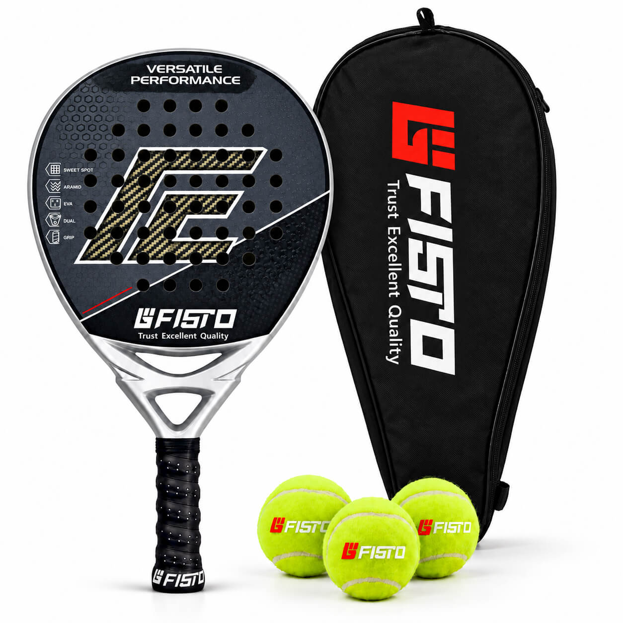 Carbon Padel Racket with Kevlar Materials and Black EVA Core