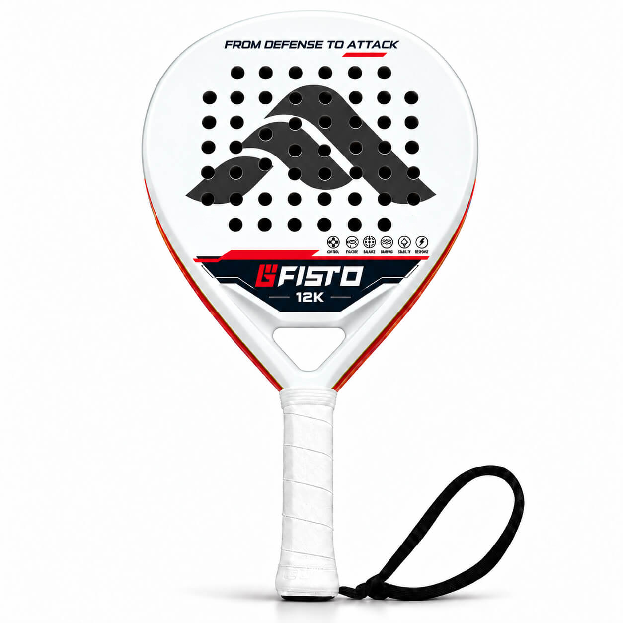 Intermediate Padel Racket with Full Carbon Construction, EVA Core and Teardrop Head