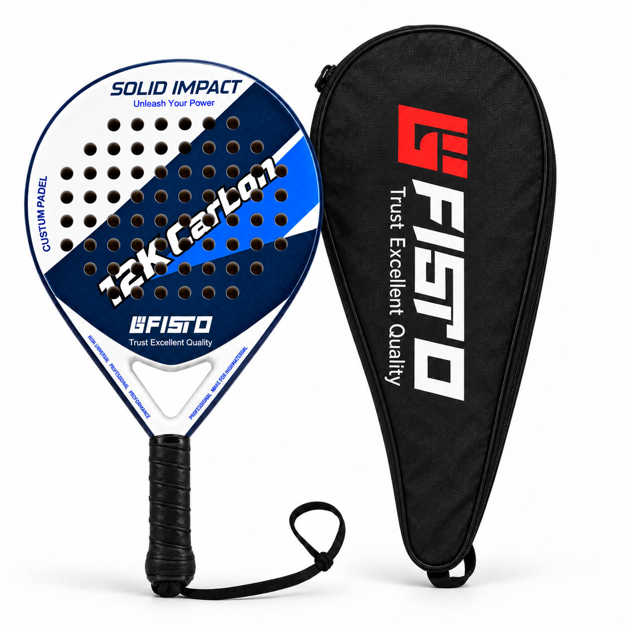 Round Padel Racket for Beginners with Carbon Fiber Frame