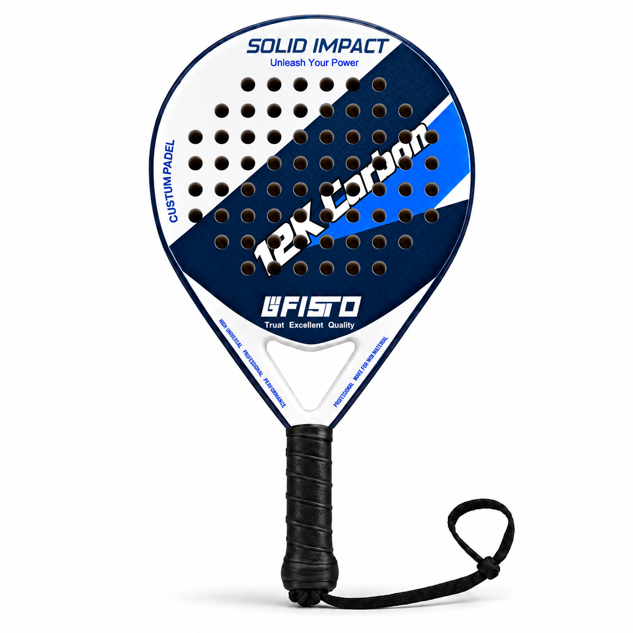 Round Padel Racket for Beginners with Carbon Fiber Frame